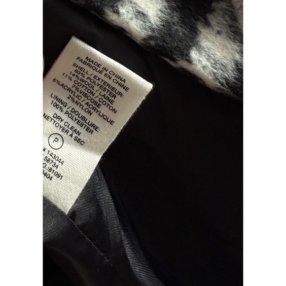 NWT Avec Les Filles‎ Womens Brushed Faux Wool Plaid Overcoat Black & White SZ L - Picture 7 of 8